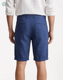 Bermuda 100% Linho Azul Masculina | Rest Money™