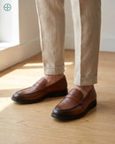 Mocassim Penny Loafer em Couro Liso | Rest Money™